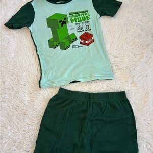 Green Minecraft Kids Pajama Set